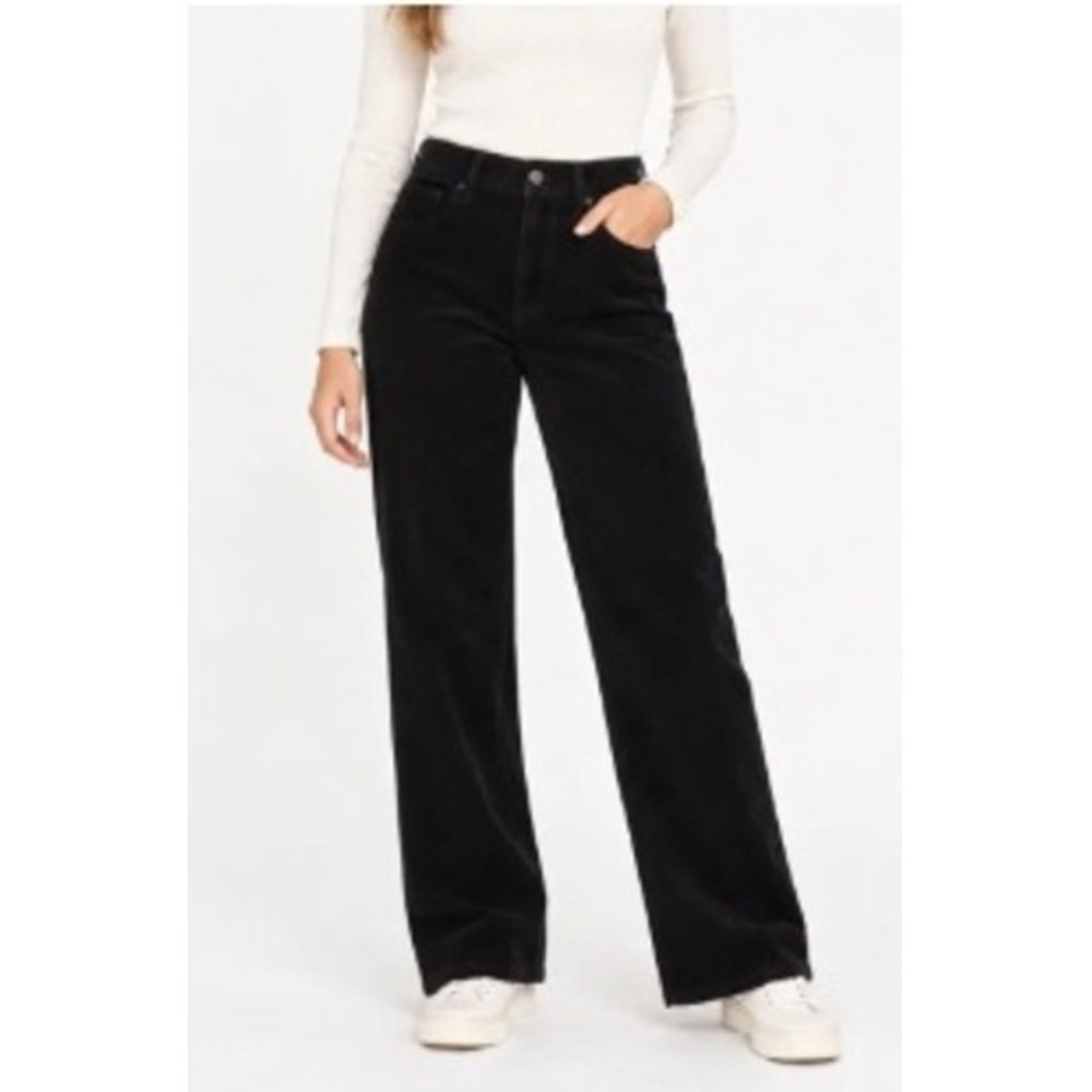J.Crew Slim Wide Pant Black Corduroy 29T 8 Tall Dark Academia Preppy Fall